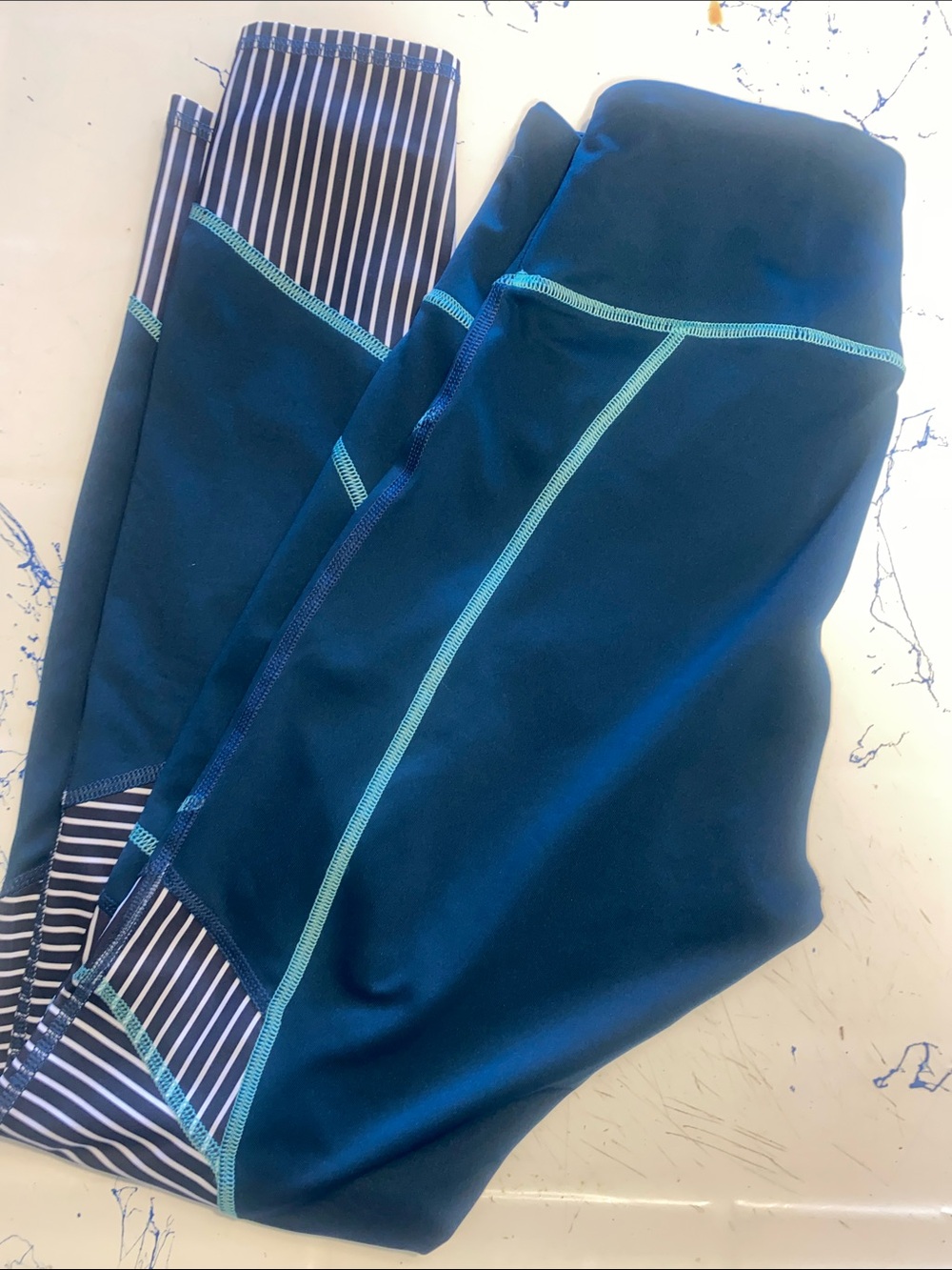 Fila Navy Blue & Teal Athletic Leggings